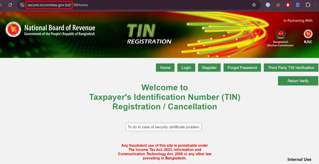 TIN Certificate Download Website