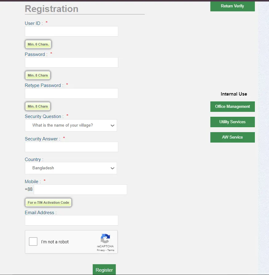 TIN Certificate Registration